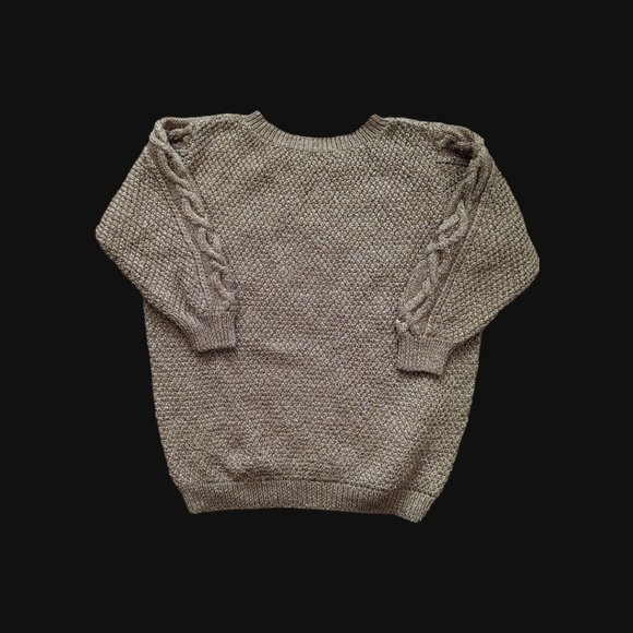 Holiday Metallic Gold Oversized Knit Sweater - Cable, Stockinette, Popcorn - Picture 4 of 6